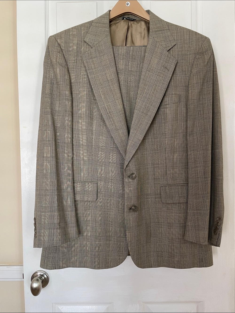 Men's Plaid Suit in Light Brown - Geoffrey Beene